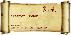 Kretter Andor névjegykártya